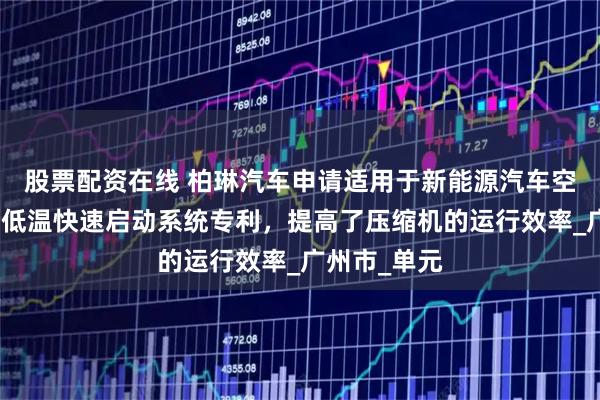 股票配资在线 柏琳汽车申请适用于新能源汽车空调压缩机的低温快速启动系统专利，提高了压缩机的运行效率_广州市_单元
